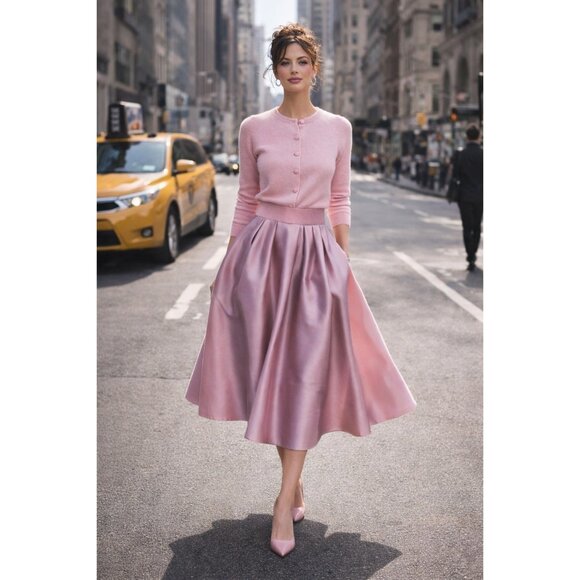 Aqua Sweaters - Aqua 100% Cashmere Crewneck Cardigan Cotton Candy Light Pink XS New With Tags